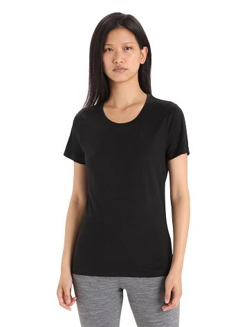 T Shirts Icebreaker Merino Tech Lite II Corta Sleeve Femme Noir | FR 1580CTVE